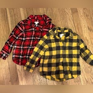 Cat&Jack Flannel Shirts Bundle 4/5 XS Boys Yellow Grey &Red Black White Plaid